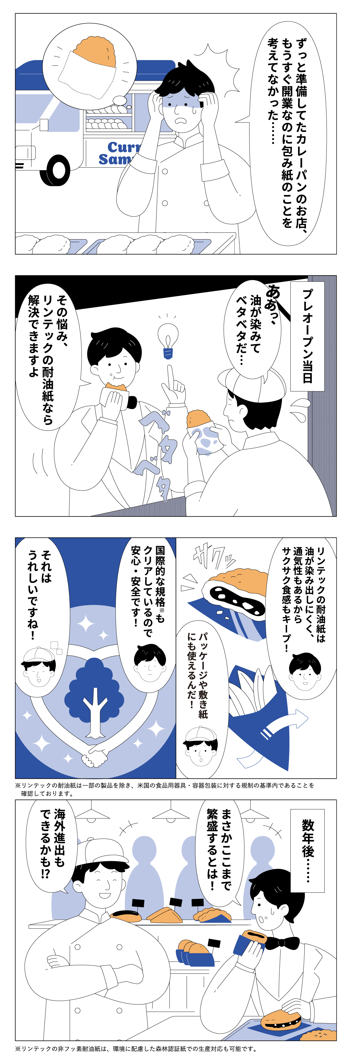 Case1 非フッ素耐油紙で、華麗（カレー）なる大成功編 4コマ漫画